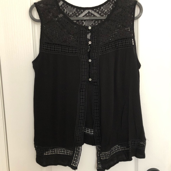 Dex flowy, black, detailed tank top - Picture 2 of 5